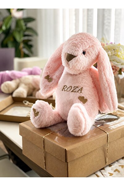 Nujin Kişiye Özel İsimli Peluş Tavşan | İsim Baskılı Hediye Paketli Bebek Hed...