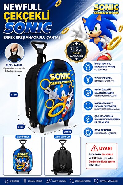 NEWFULL Çekçekli Sonic Erkek Anaokul Sırt Çantası