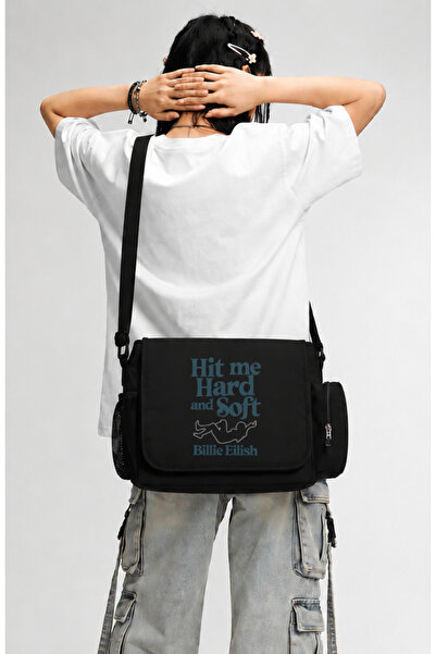 Fuddy Moda Hit Me Hard and Soft Lettering Messenger Bag, Unisex Billie Eilish...
