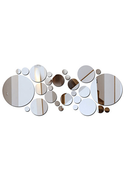 Choice 26pcs 81a-silver 26PC 3D Acrylic Mirror Wall Stickers Set Round Adhesi...