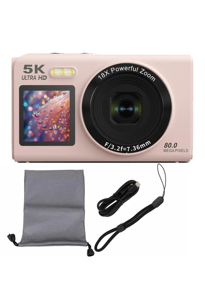 choice2 Pink Ourlife Digital Camera 5K 80MP 18X Digital Zoom Dual IPS Screen ...