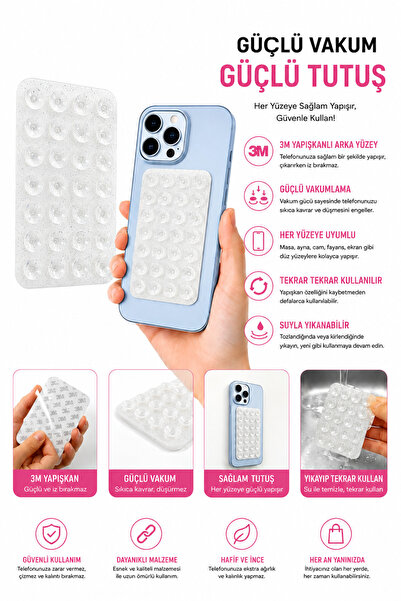 holistic Simli Vakumlu Vantuzlu Telefon Tutucu – Silikon Telefon Arkası Yapış...