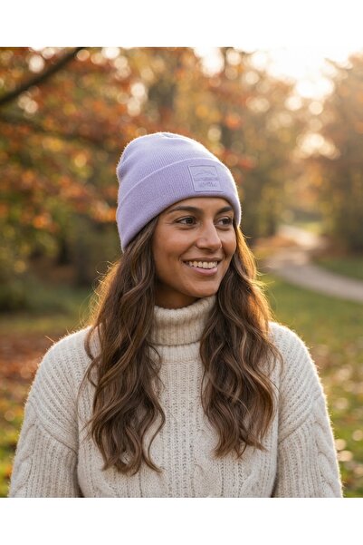 Fonem Unisex Embossed Printed Label Change Beanie Fo 2666 Lilac - Folded Cuff...