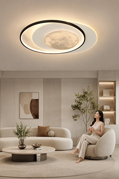 ESSLİGHT Dolunay 50 Cm 3 Renk Işık Özellikli Led'li Avize Salon Mutfak Yatak ...