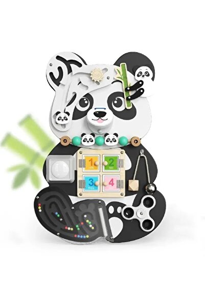 SARALMA Panou senzorial interactiv tip panda din lemn si plastic pentru dezvo...