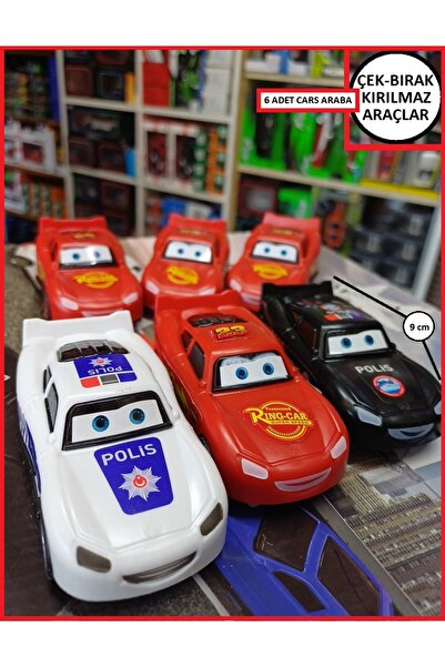 OYUNCAKSAHİLİ Oyuncak Araba 6lı Set Cars Kırılmaz Polis ve Yarış Araçları 6 A...