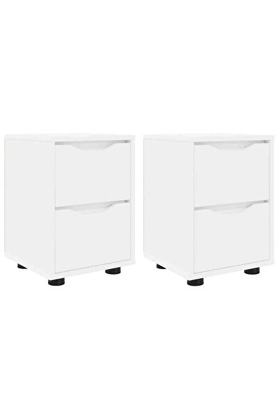 vidaxl Κομοδίνα 2 pcs Λευκό 30,5 x 30 x 43 εκ Επεξεργασμένο ξύλο