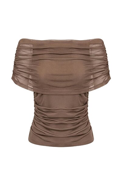 Object Top cu umerii goi Gerafftes