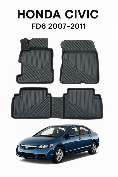 Black Gold Honda Civic FD6 2007-2011 Uyumlu 3D Havuzlu Oto Paspas TPE Kauçuk ...
