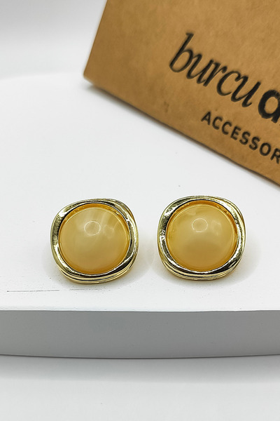 Burcu Dinçer Accessories Kadın 14K Altın Kaplama Sedefli Taşlı İkonik Gold Dü...