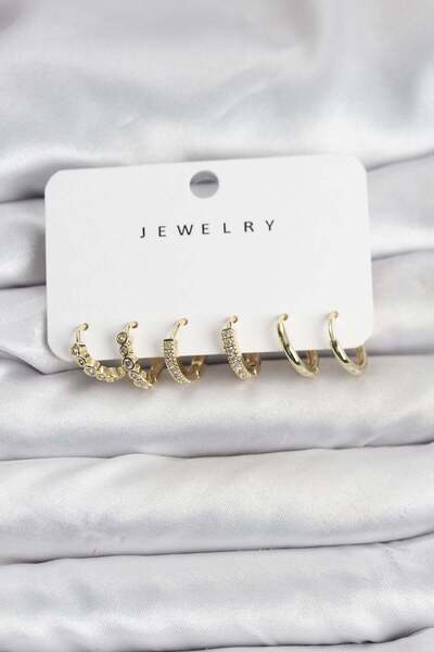 Inure Jewelry طقم أقراط نسائية من حجر الزركون النحاسي ذهبي اللون