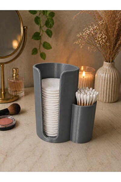 ÇETİN ASM 3D Baskı Çok Amaçlı Banyo Organizeri – Pamuk Ped & Kulak Çöpü Kutusu