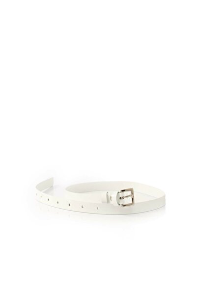 UrbanShoes Women's Genuine Leather Belt - White lacquer 1.5 cm