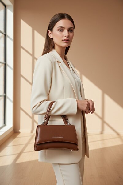 enoch Women's Minimalist Cutout and Geometric Flap Design Handheld Shoulder Bag
