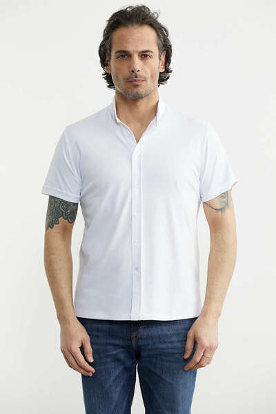 Sam Short Sleeve Button down Shirt T-Shirt - White