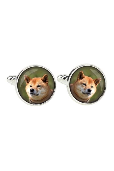 Art - Dog Shiba Inu, Japanese Small Size Dog - cufflinks, a shirt accessory, ...
