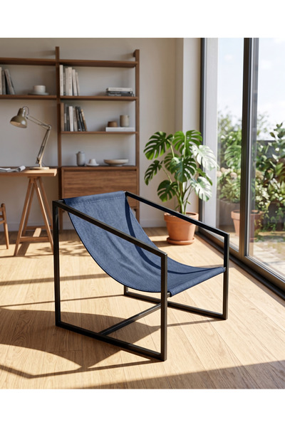 épure fer Endüstriyel Tasarım Metal İskeletli Modern Relax Koltuk - El İşçiliği