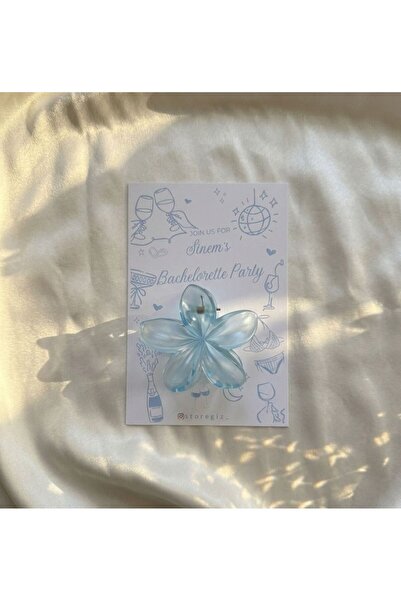 StoreGiz (10 Adet) Mavi Lotus Çiçek Tokası (8cm) - Bride Hediyelik - Bekarlığ...