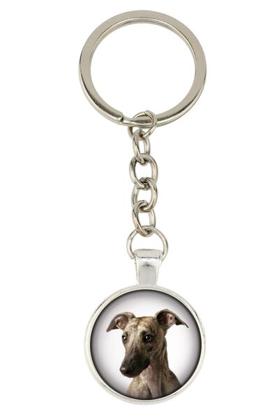 Art - Dog Whippet - breloc cu fotografia ta, decorațiune pentru chei, pandant...