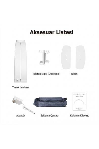 trled F-550A Beyaz 55cm Katlanabilir Yarım Ay Protez Tırnak ve Güzellik Uzmanı Masa Lambası Beyaz
