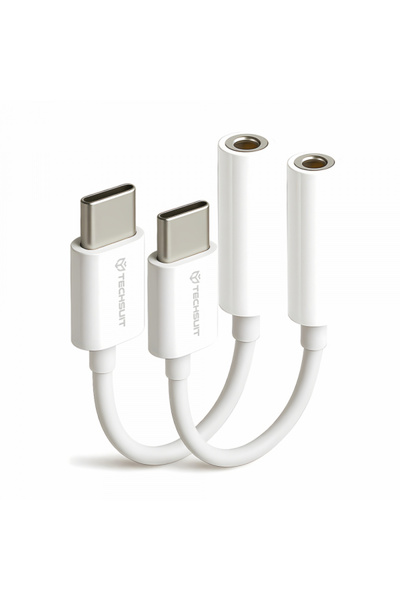 Techsuit Adaptor Audio USB-C - 3.5mm AC18 MusicBox, Alb, Set 2 bucati