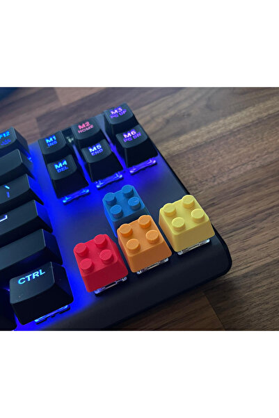 TaneStore Renkli 4'lü Brick Mekanik Klavye Keycap Seti - 3D Baskı Artisan Tuş...
