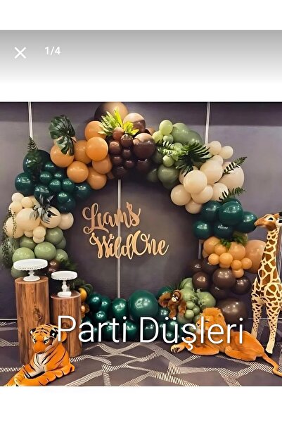 Parti Düşleri Doğum Günü Konsepti Safari Temalı Balon Süsleme Zincir Set