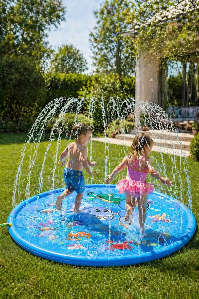 BBS 100 cm Fıskiyeli Çocuk Havuzu - Yazlık Bahçe Oyun Matı ve Eğlenceli Su Pü...