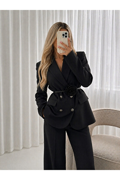 Ekim Store Σετ μπλέιζερ παντελόνι με τζάκετ ροζ χρώματος