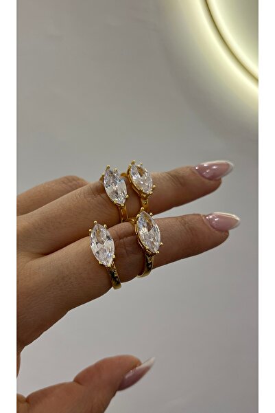 Glowisters Jewelry Kadın Markiz Kesim Baget Taşlı Ayarlanabilir Kaplama Çelik...