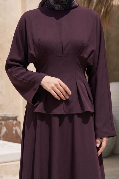 InStyle Tie-Waist Bat Sleeve Plum Suit