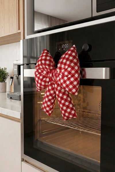 aymira home Dijital Baskı Damalı Fiyonk Fırın Süsü Dekoratif Dolgulu Yumuşak ...