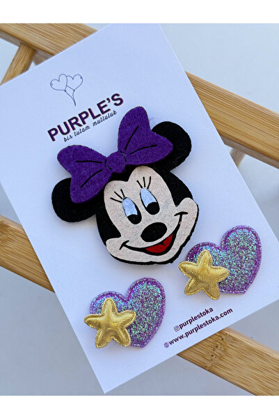 PURPLE'S BİR TUTAM MUTLULUK مجموعة من 3 مشابك شعر كبيرة الحجم على شكل ميني ما...