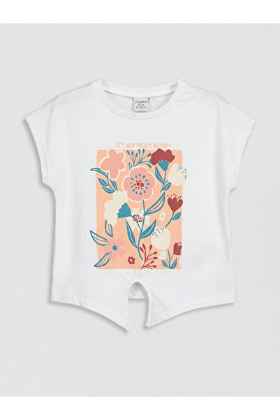 LC Waikiki Lc Waikikiwhite Floral Print Girls' T-Shirt