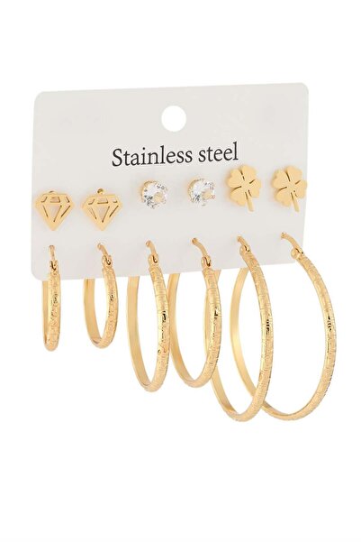Bozhi Ring Stainless Steel Gold Special Gift Set Earrings