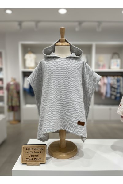 TaraAura 100% Cotton Children's Poncho Gray