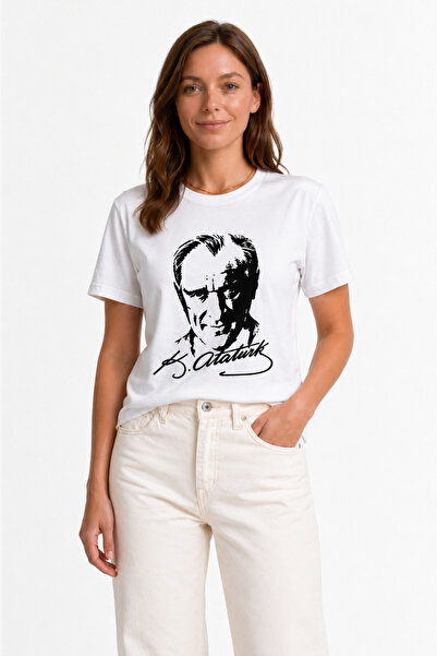 westicgiyim Ataturk bela majica sa printom, unisex, 100% pamuk, udobna i leže...