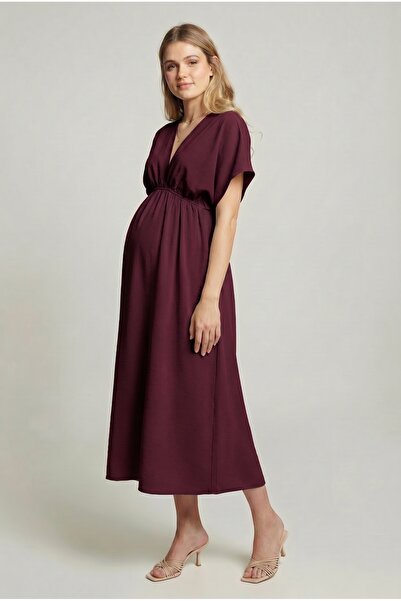 LYN MAMA Olivia Elbise Uzun - Bordo