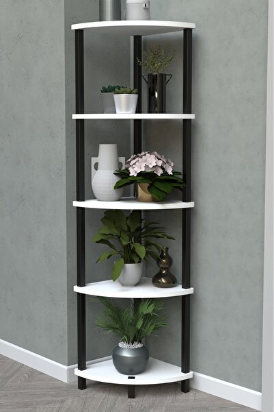 Remaks FLORA 5 RAFLI MOBLEN ÇİÇEKLİK SAKSILIK BALKON BAHÇE DEKOR RAF STAND-BEYAZ