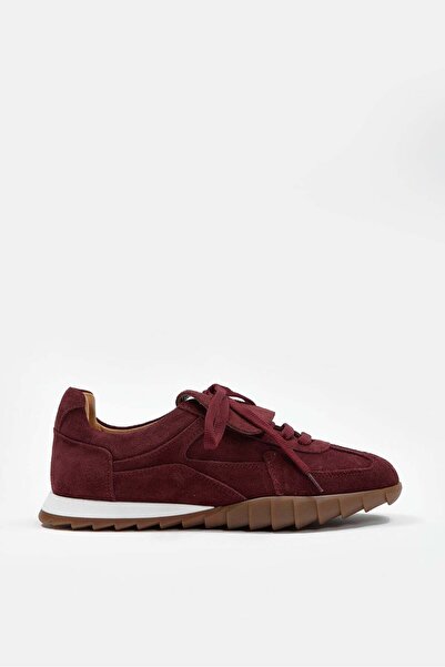 NILUFARR Welissa Bordo Süet Hakiki Deri Kadın Sneaker