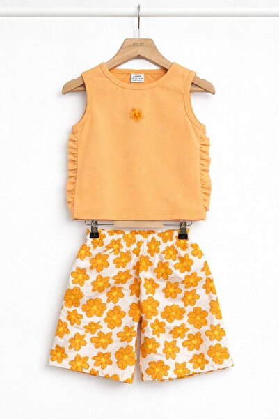JABBER Floral Shorts and Ruffle Detailed T-Shirt 2-Piece Set