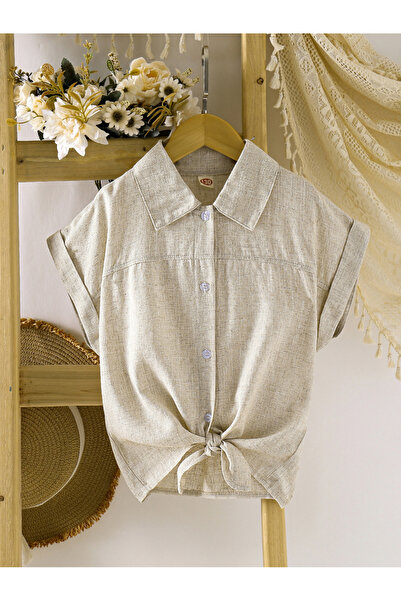 Take Two By Styli Beige Collared Tie-Front Shirt