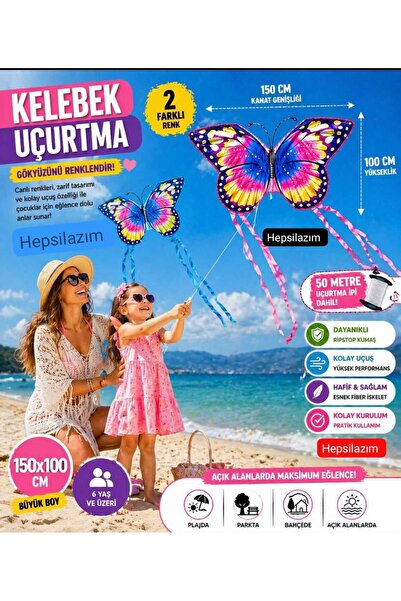 Hepsilazım Uçurtma Desenli Büyük 150x100cm Dış Mekan Bahçe Piknik Kız Çocuk O...