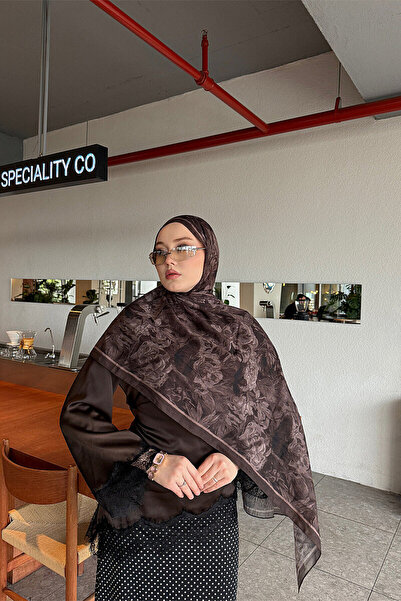 cs camellia scarf Monaco Kraş Şal-Mocha