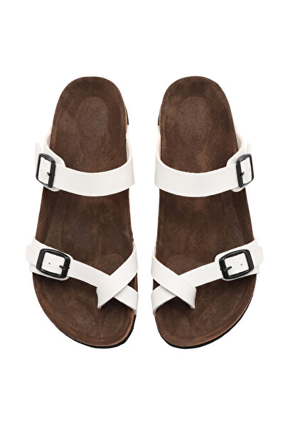 Barinoska Women's Leather Slippers Orthopedic Sole Cross Band Buckle Non-Slip...