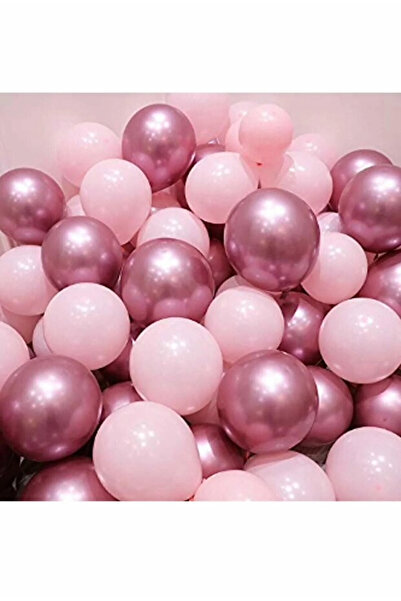 Parti Zamanı Metalik Fuşya Ve Makaron (pastel) Pembe Renk 10 Lu Balon
