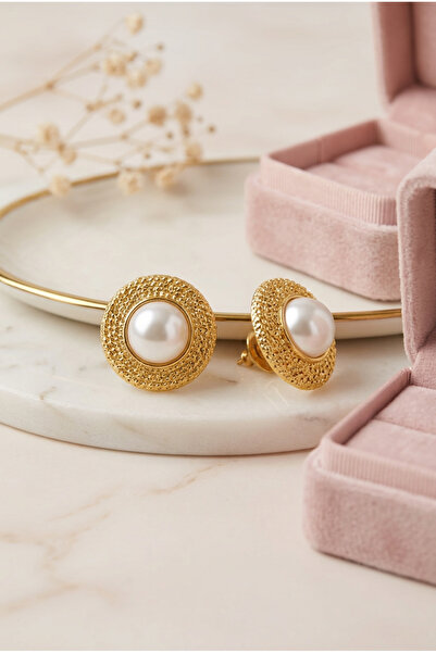 LYRA Bags & Accessories Women's Earrings Pearl Detailed Steel Vintage Stud Ea...