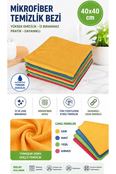 Alezy Spark M-3308 Mikrofiber Kadife Dokulu Genel Temizlik Bezi 40x40 cm (Kar...