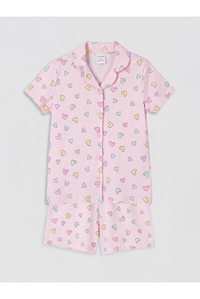 LC Waikiki Set de pijamale scurte pentru fete, cu guler.