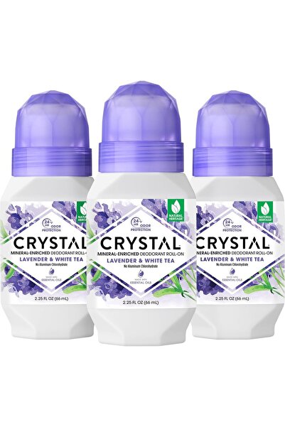 CRYSTAL مزيل عرق - مزيل عرق معدني نباتي للنساء والرجال، برائحة اللافندر والشا...